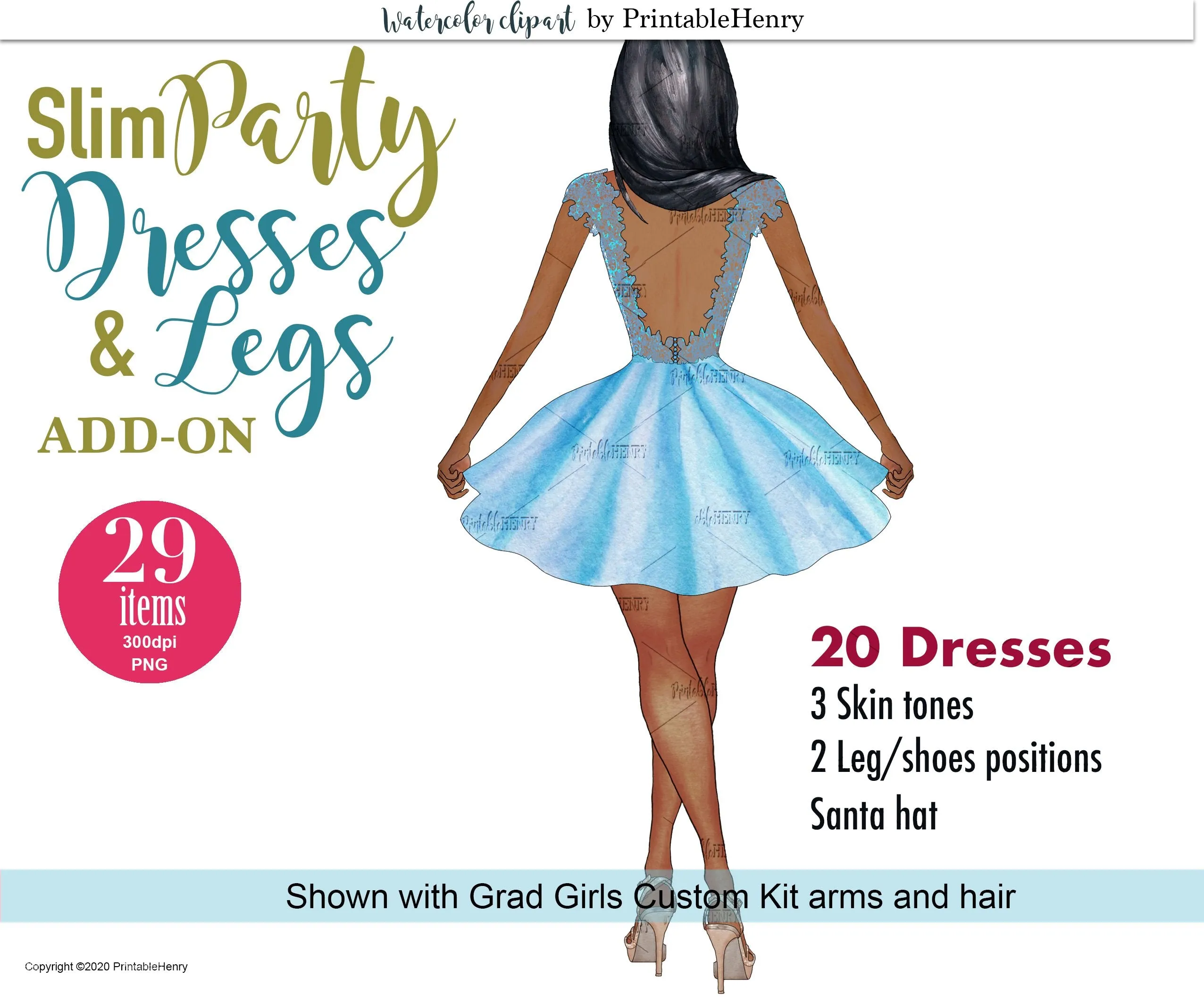 Slim Party Dresses Add-On clipart