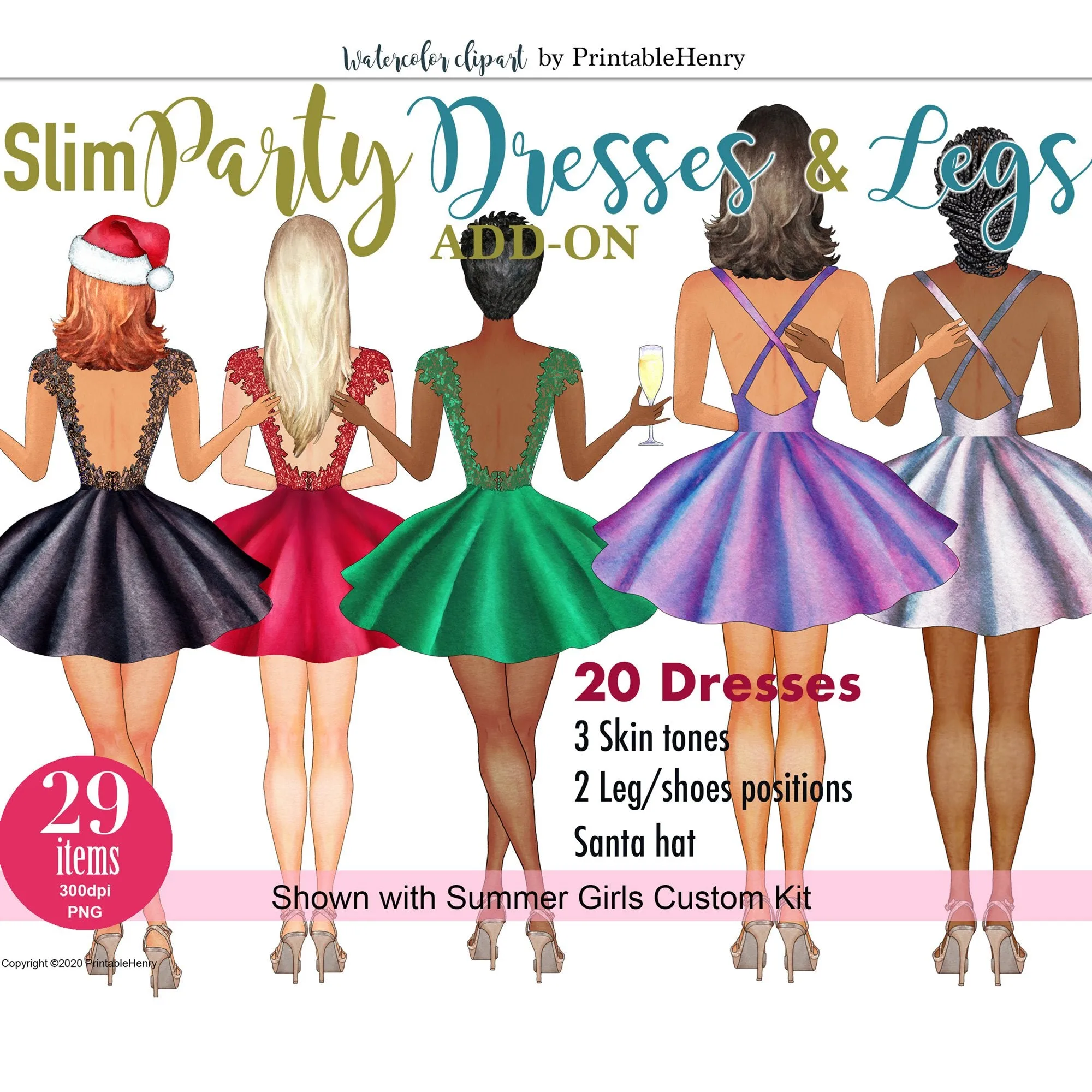 Slim Party Dresses Add-On clipart