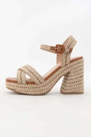 Soda Yara Woven Chunky Platform Heel Sandal