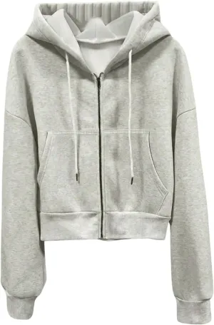 SOLY HUX Women's Plus Size Zip Up Hoodies Long Sleeve Drop Shoulder Hooded Sweatshirt Outerwear