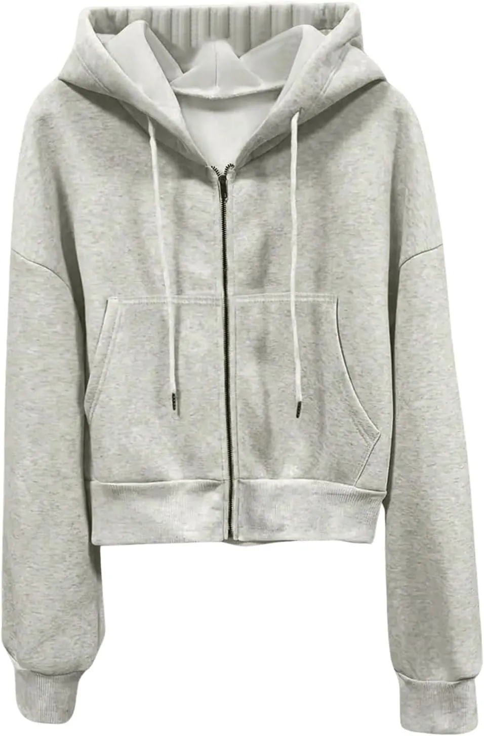 SOLY HUX Women's Plus Size Zip Up Hoodies Long Sleeve Drop Shoulder Hooded Sweatshirt Outerwear