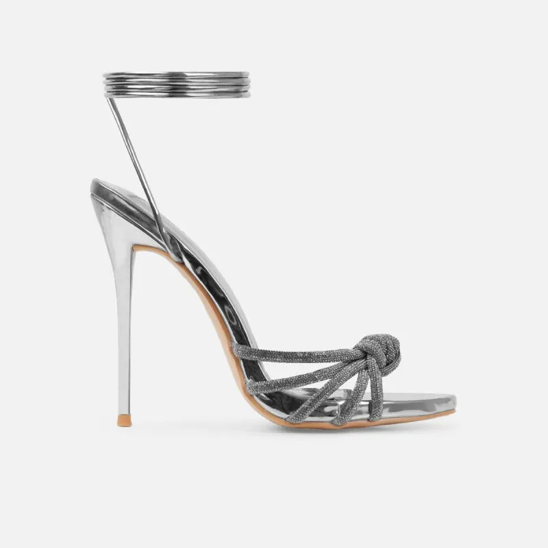 Strappy Rhinestone Stiletto Runway High Heels Sandals