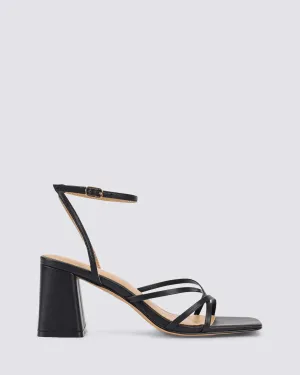 STRAUS BLOCK HEELS BLACK LEATHER