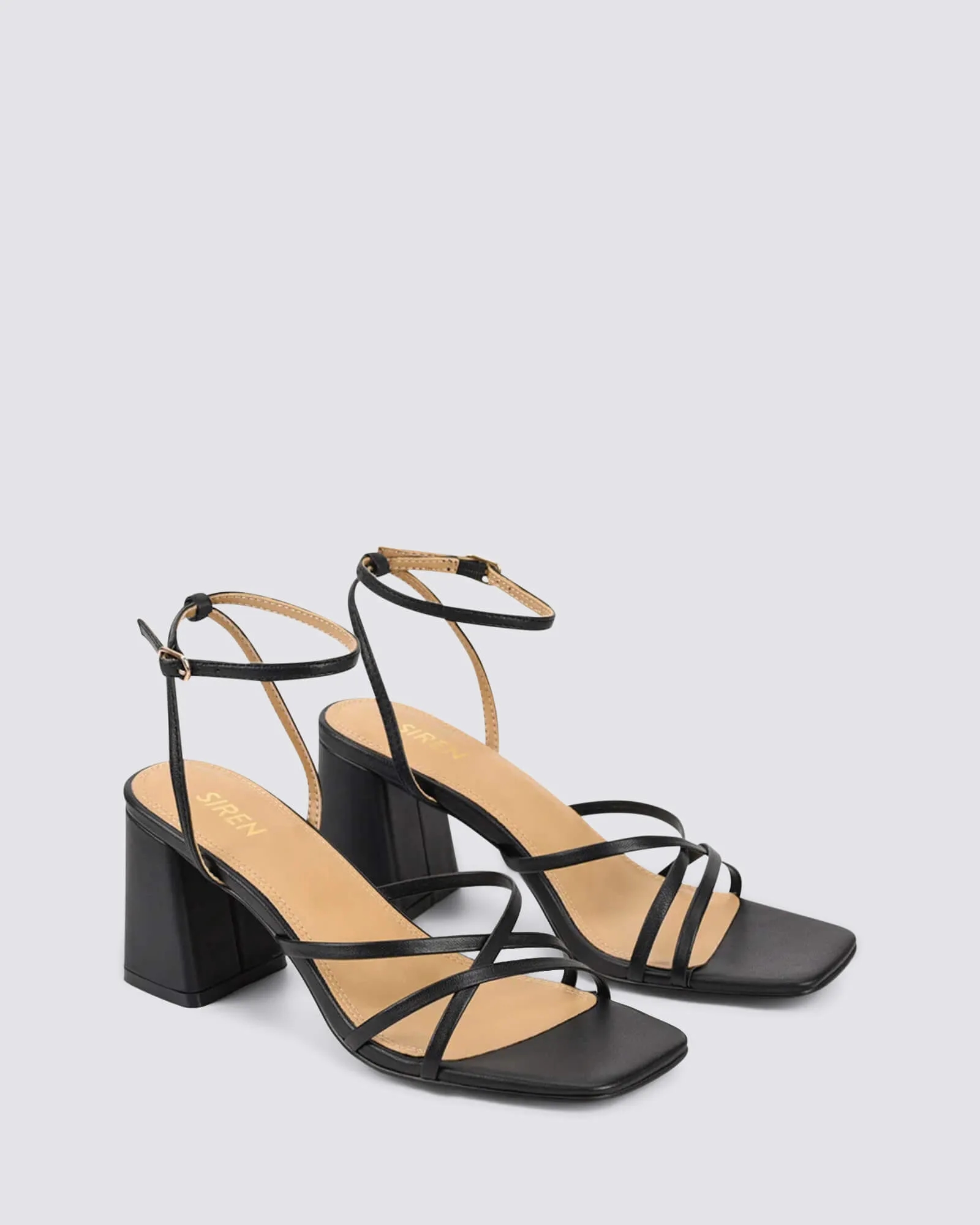 STRAUS BLOCK HEELS BLACK LEATHER