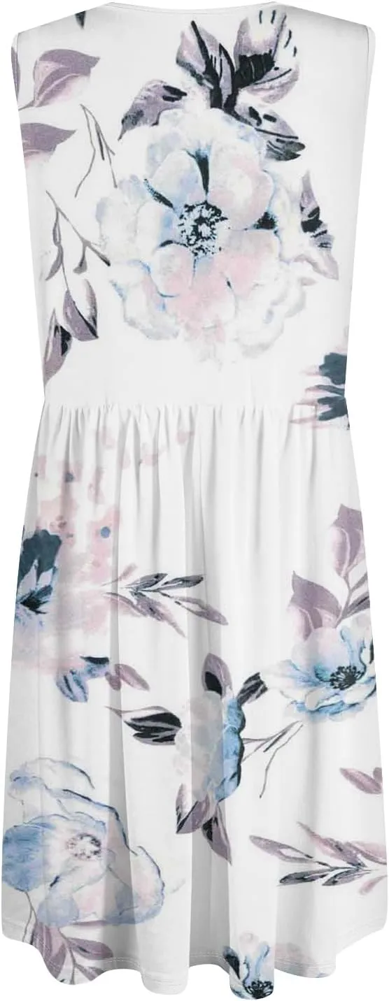 Summer Dresses for Women 2025 Cotton Sleeveless Wedding Guest Dresses Button Midi Boho Beach Vacation Sundress