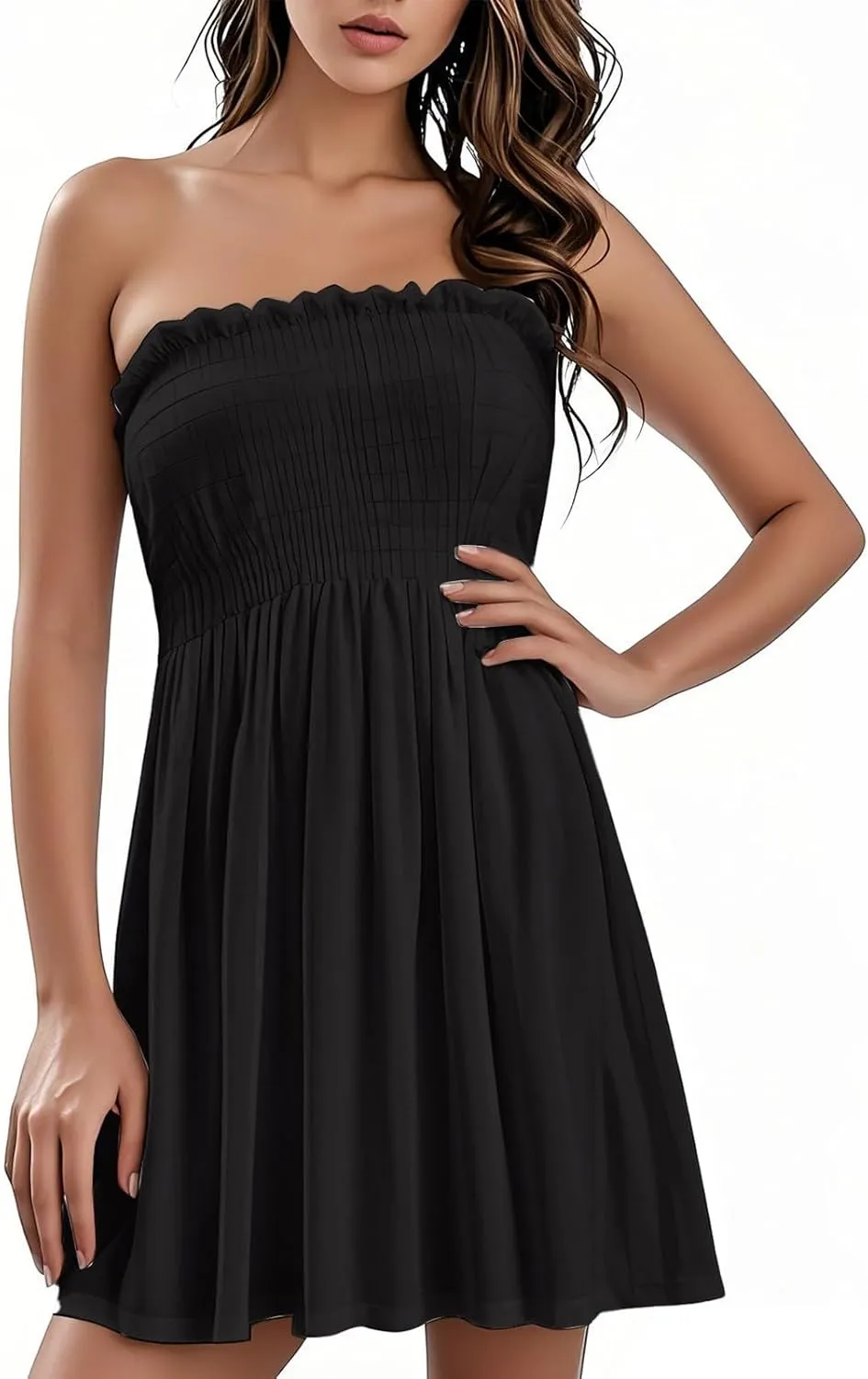 Summer Dresses for Women 2025 Plus Size Strapless Sundress Wedding Guest Dress & Vacation Cover Up Slimming Waist