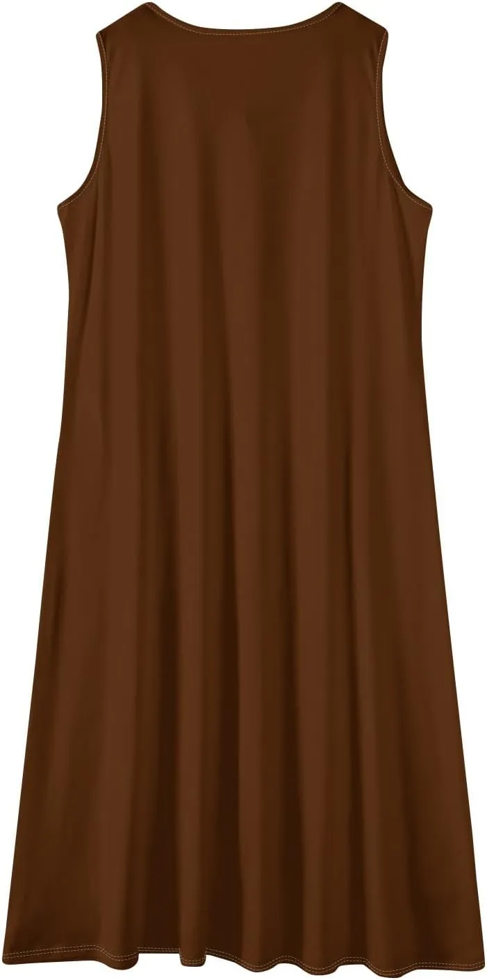 Sun Dresses for Women 2025 Vacation Summer Boho Beach Casual Empire Waist A-Line Midi Flowy Sundresses with Pockets
