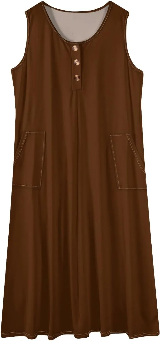 Sun Dresses for Women 2025 Vacation Summer Boho Beach Casual Empire Waist A-Line Midi Flowy Sundresses with Pockets