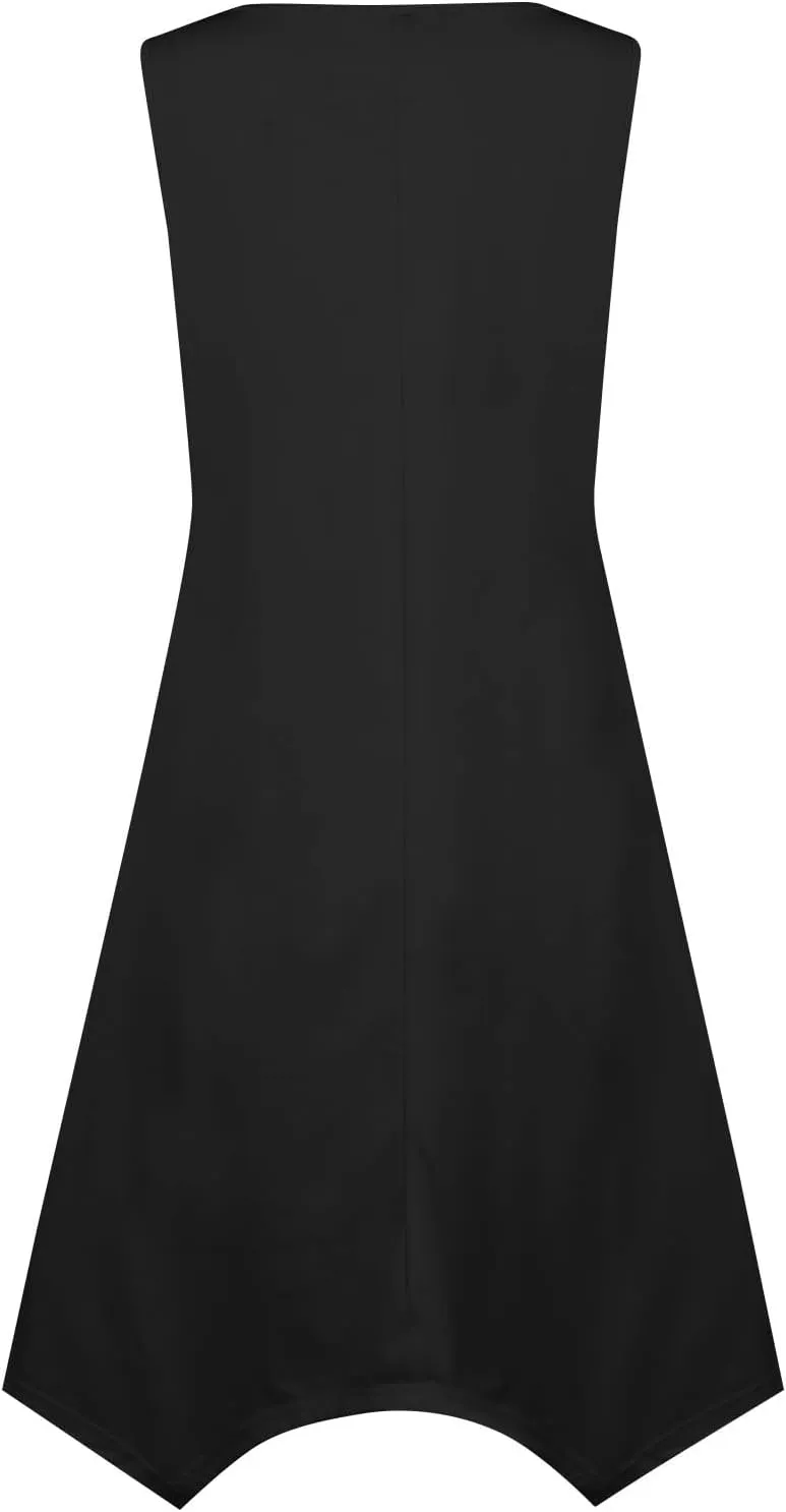 Sundresses for Women Summer Fashion Round Neck Sleeveless Floral Hawaiian Print Irregular Hem Midi Dresses
