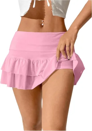 SweatyRocks Women's Layered Ruffle Golf Skorts Skirts Tiered Y2k Flowy Mini Skirts