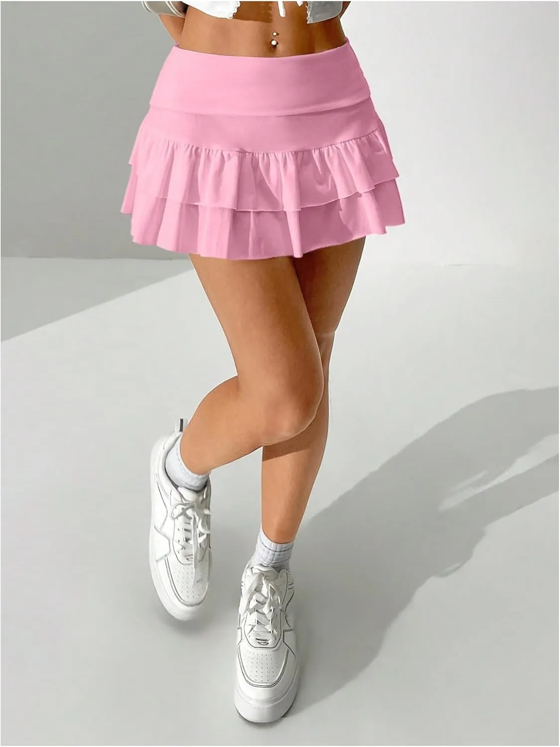 SweatyRocks Women's Layered Ruffle Golf Skorts Skirts Tiered Y2k Flowy Mini Skirts