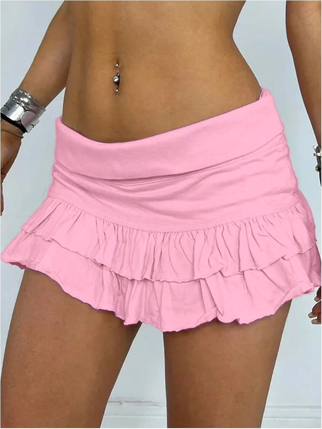 SweatyRocks Women's Layered Ruffle Golf Skorts Skirts Tiered Y2k Flowy Mini Skirts