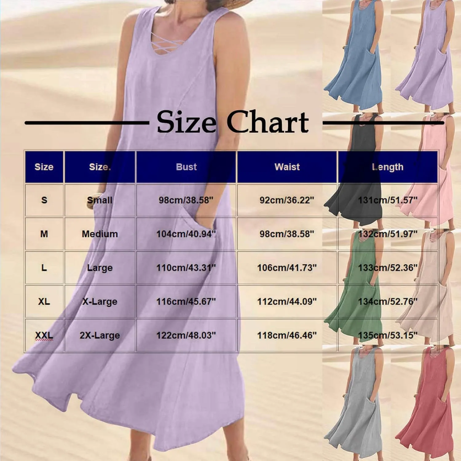 TARIENDY Summer Dresses for Women 2025 Maxi Sleeveless Sundress Fashion Beach Dress Flowy Vacation Sundresses with Pockets
