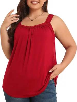 TIANZHU Plus Size Tank Tops for Women Sleeveless Loose Fit Camisole Summer Lace Cute Outfits XL-5XL
