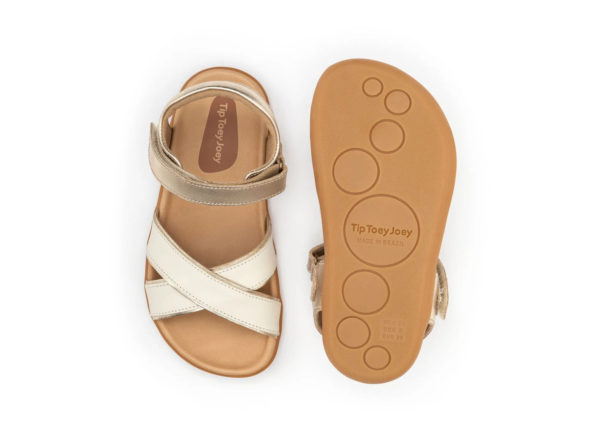 Tip Toey Joey Girl's Grip Shine Sandals - Champagne / Tapioca