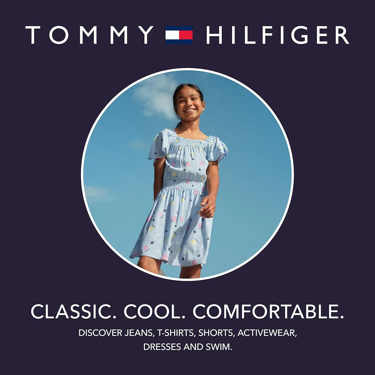 Tommy Hilfiger Girl's Classic Jean Jacket, Denim Coat With Embroidered Logo & Front Pockets