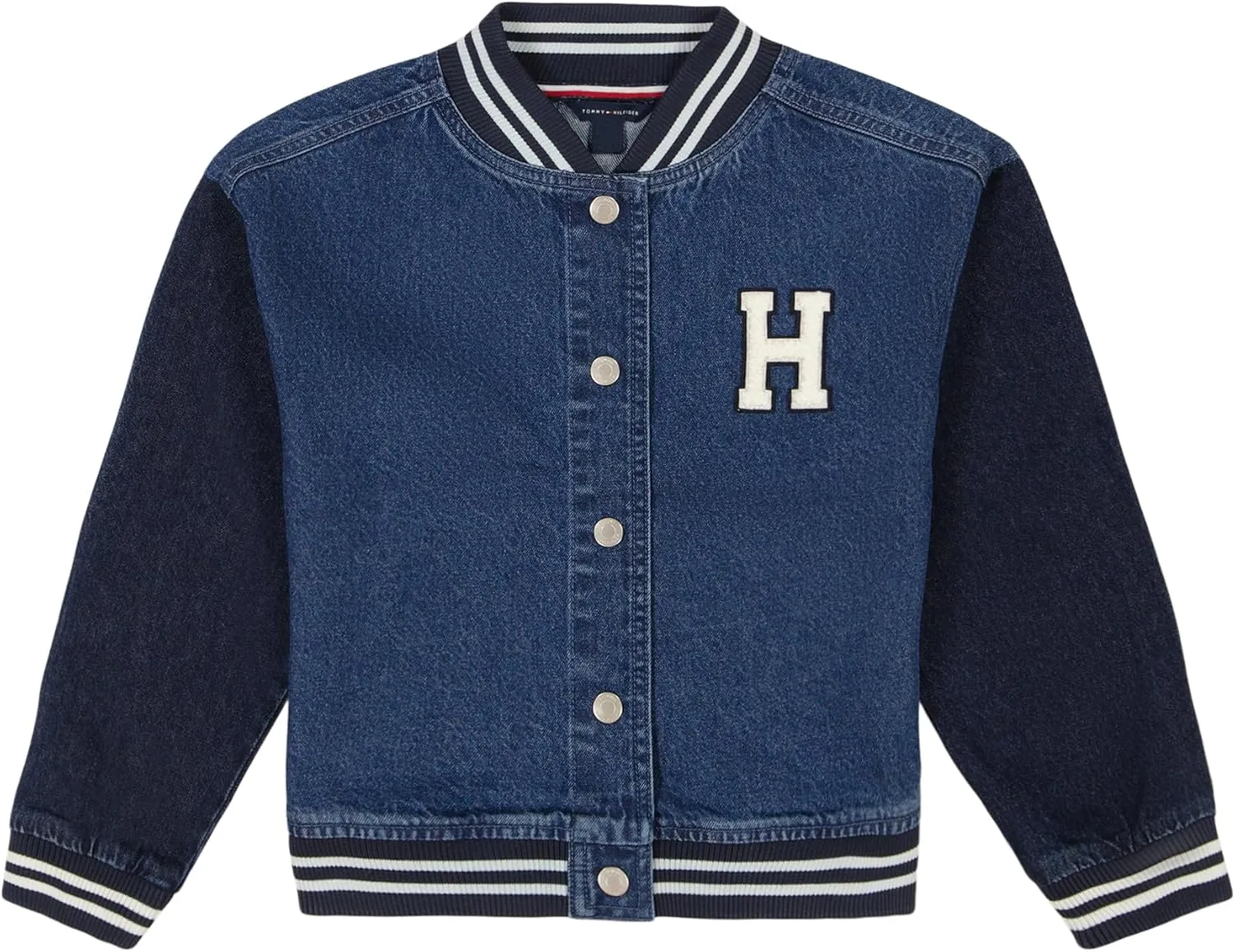 Tommy Hilfiger Girl's Classic Jean Jacket, Denim Coat With Embroidered Logo & Front Pockets