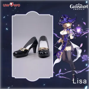 Uwowo Game Genshin Impact Cosplay Lisa Witch of Purple Rose The Librarian Cosplay Shoes