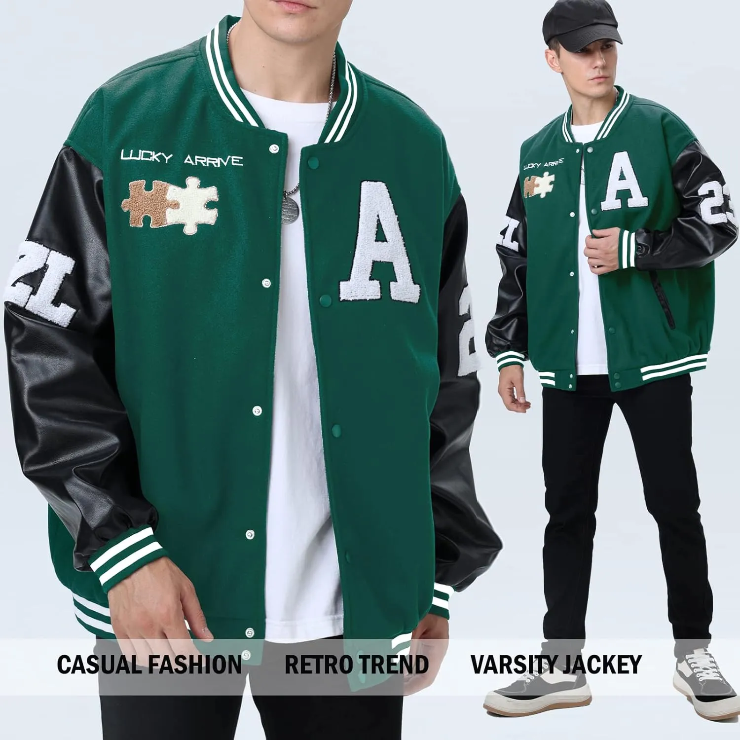 Varsity Jacket Unisex Y2K Embroidered Letterman Bomber Jacket Casual Baseball Jackets