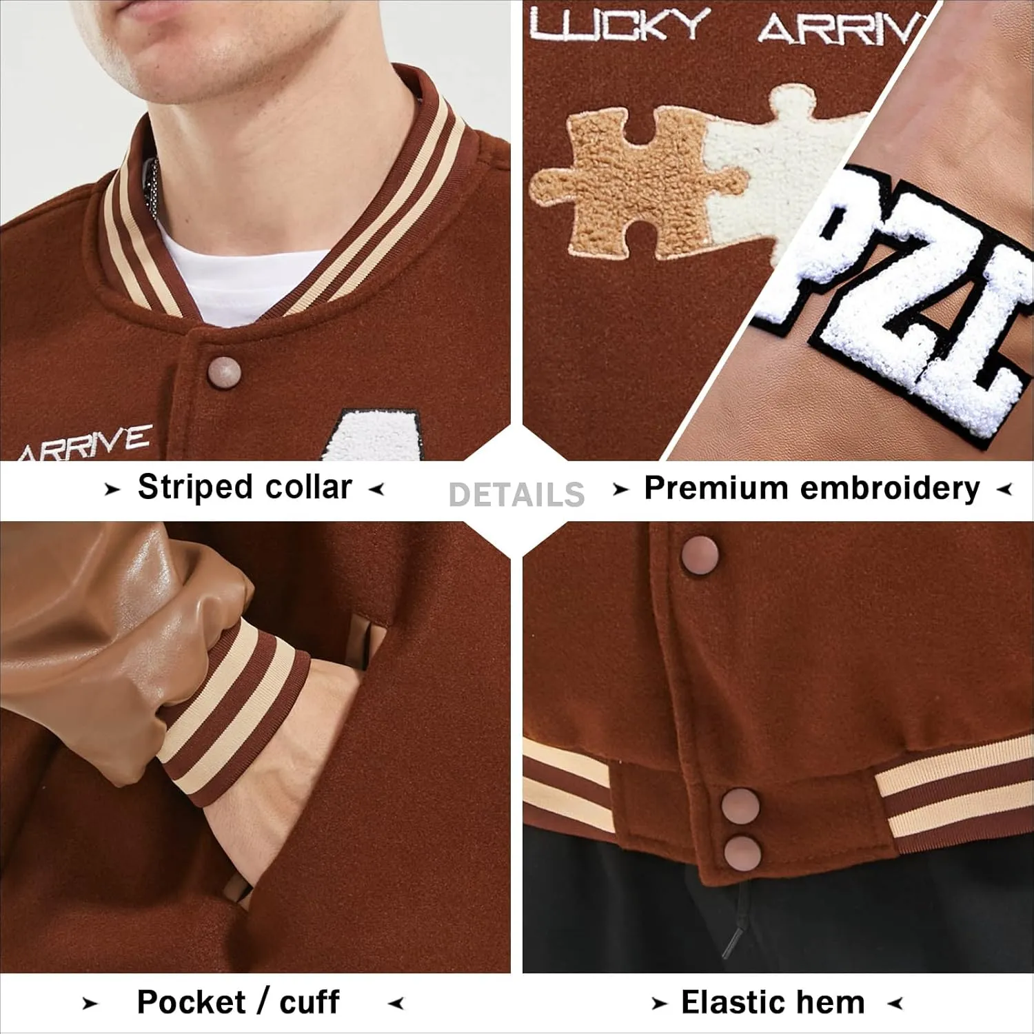 Varsity Jacket Unisex Y2K Embroidered Letterman Bomber Jacket Casual Baseball Jackets