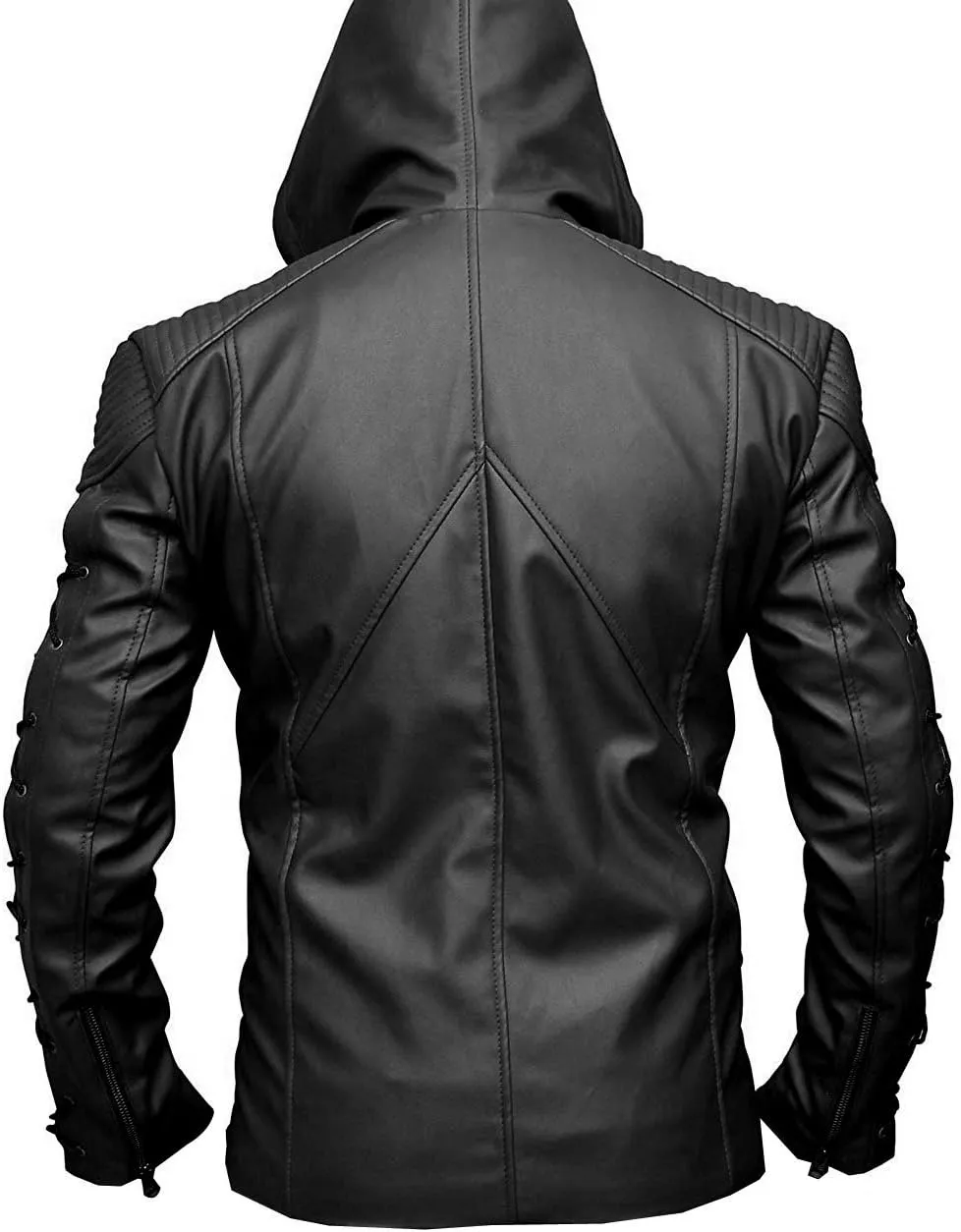 VearFit Stephen Amell Green Arrow Roy Harper Mens Black Faux Leather Jacket SuperHero
