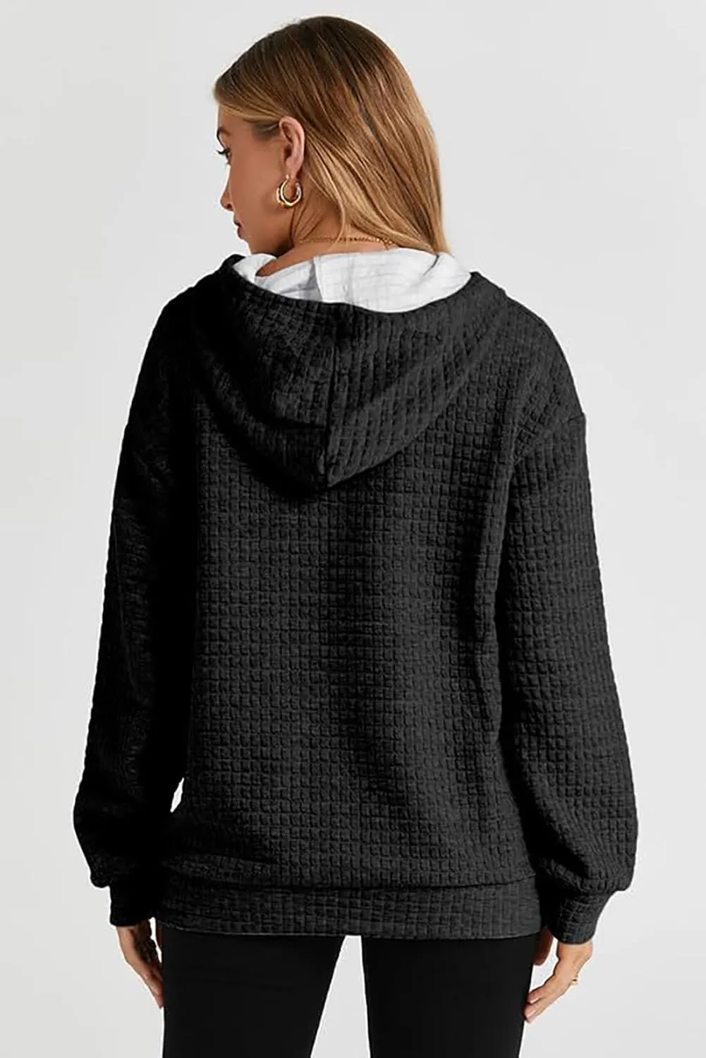 VILOVE Mama Sweatshirt Women Funny Mama Letter Print Waffle Knitted Hoodies Casual Long Sleeve Pullover Hooded Tops