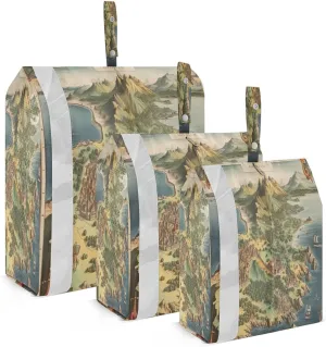 Vintage Coast Mountain Map Packing Cubes for Travel 3 Set Packing Cubes Compression Luggage Cubes for Travel
