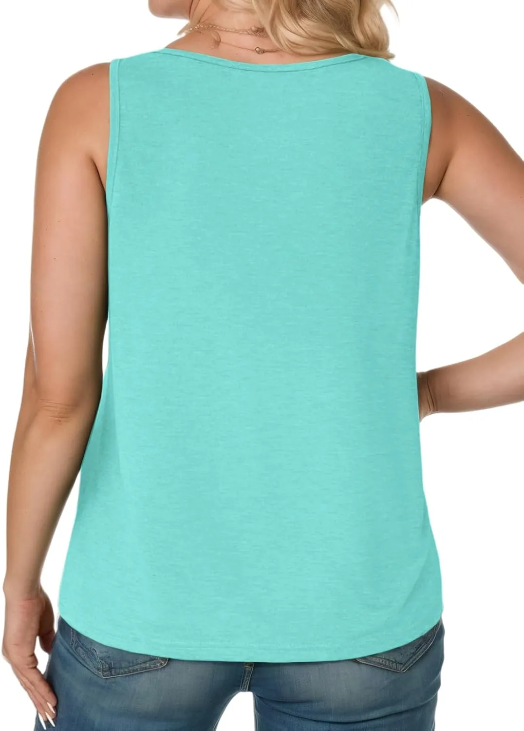 VISLILY Womens-Plus-Size-Tank-Tops 2025 Casual V Neck Sleeveless T Shirts Flowy Pleated Tunics Trendy Cute Blouses XL-5XL