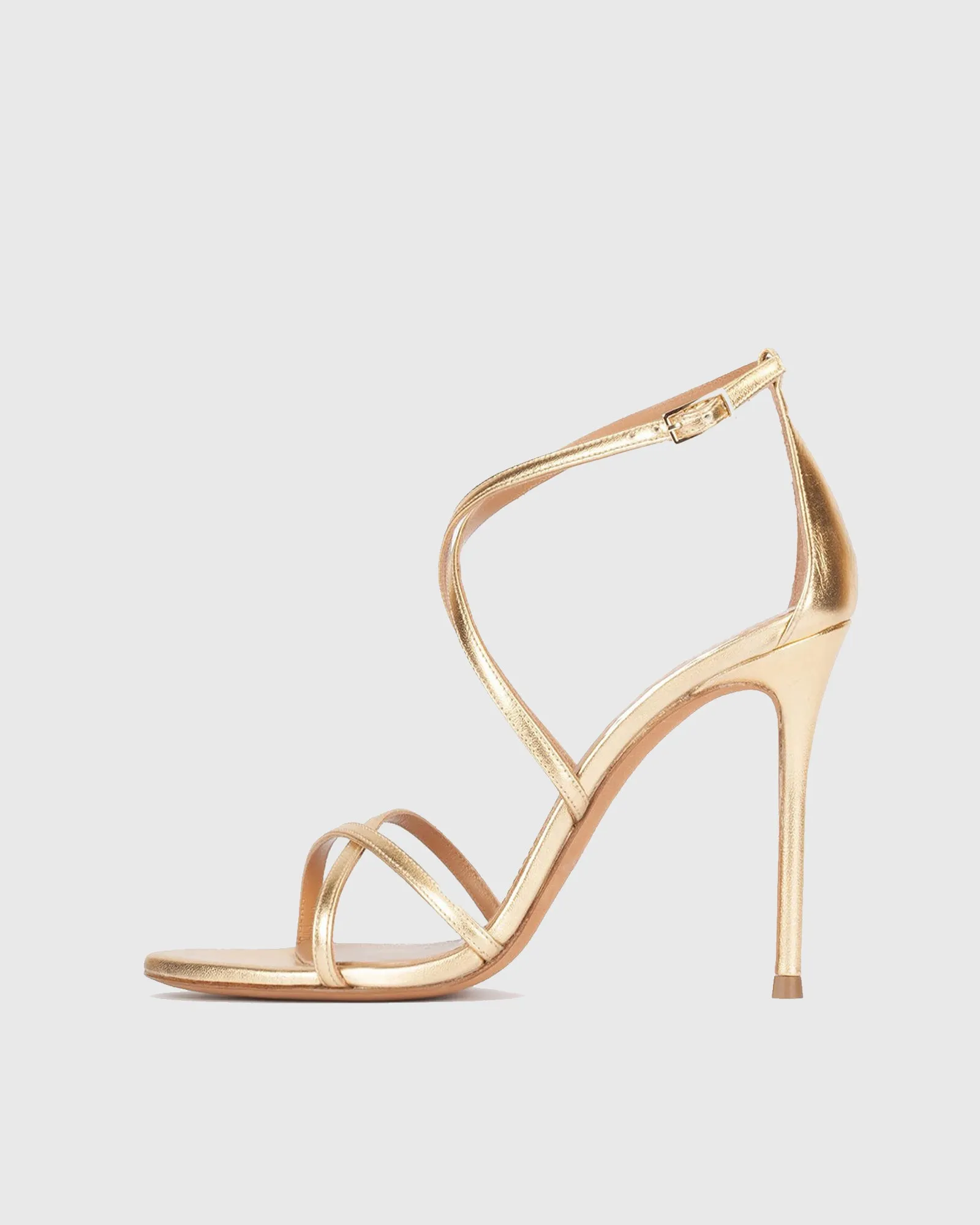 Vittoria Cross Leather Sandals In Gold