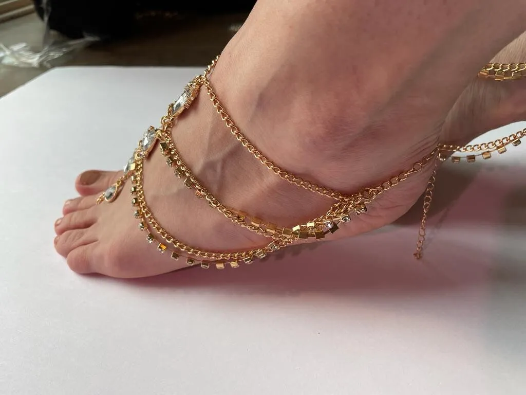 Wedding barefoot sandals crystal barefoot sandals , Bridal shoes Beach wedding sandals bridal footless sandals Bridal anklet Bridesmaid gift