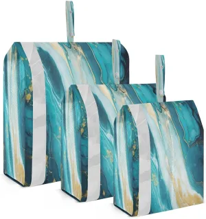 White Teal Marble Pattern Packing Cubes for Travel 3 Set Compression Bag Suitcase Organizer Bags Set for Carry On