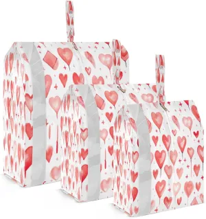 White Valentines Day Hearts Packing Cubes for Travel 3 Set Compression Bags Luggage Bags for Suitcase