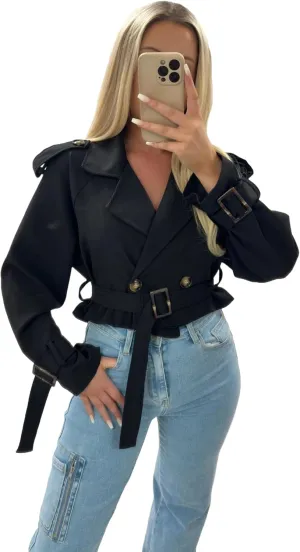 Women Cropped Trench Coat