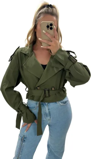 Women Cropped Trench Coat