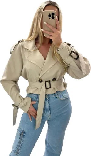 Women Cropped Trench Coat