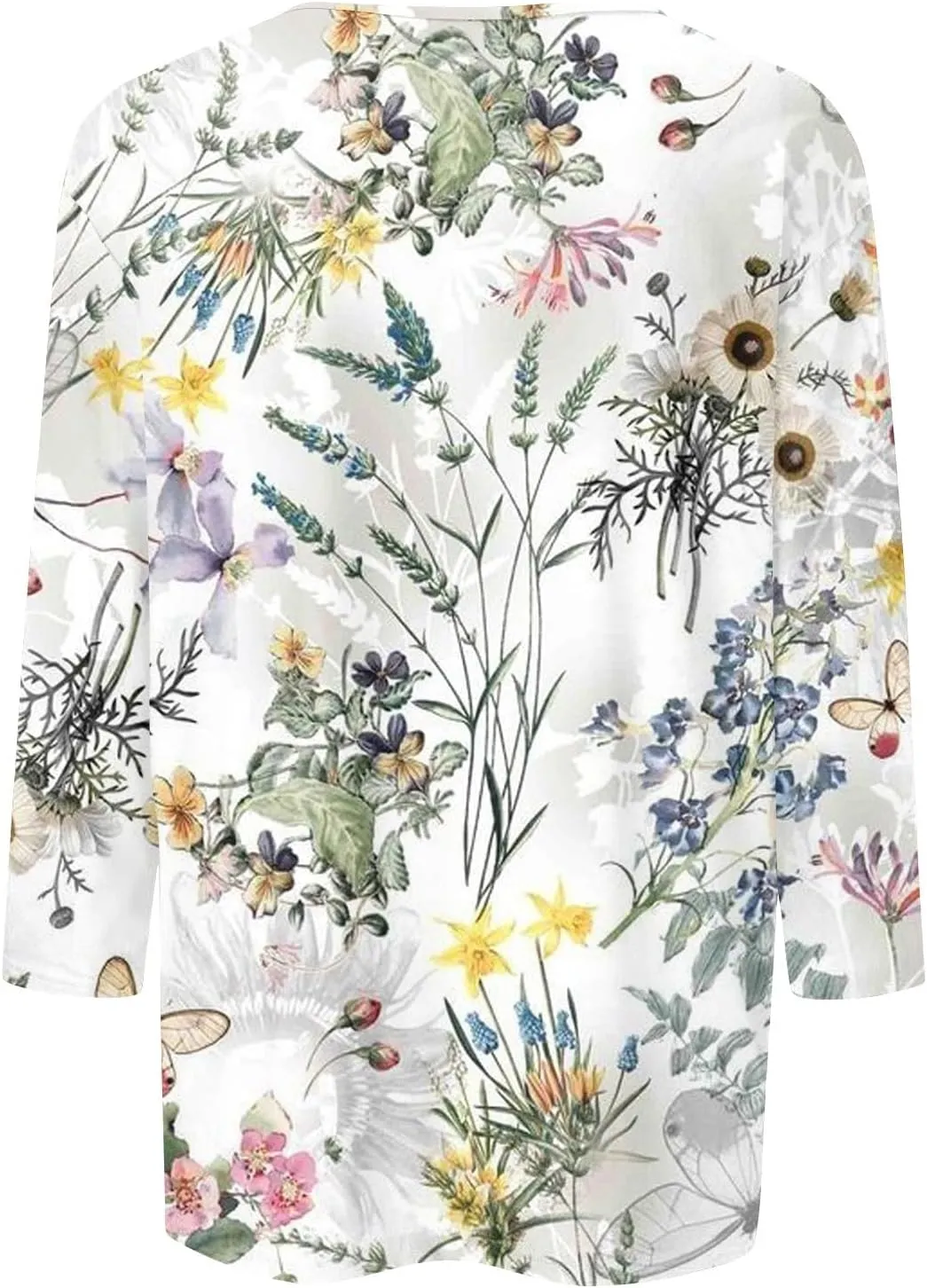 Womens 3/4 Length Sleeve Tops Crew Neck Shirts Casual Trendy Floral Print Blouses Tunic Spring Summer Top