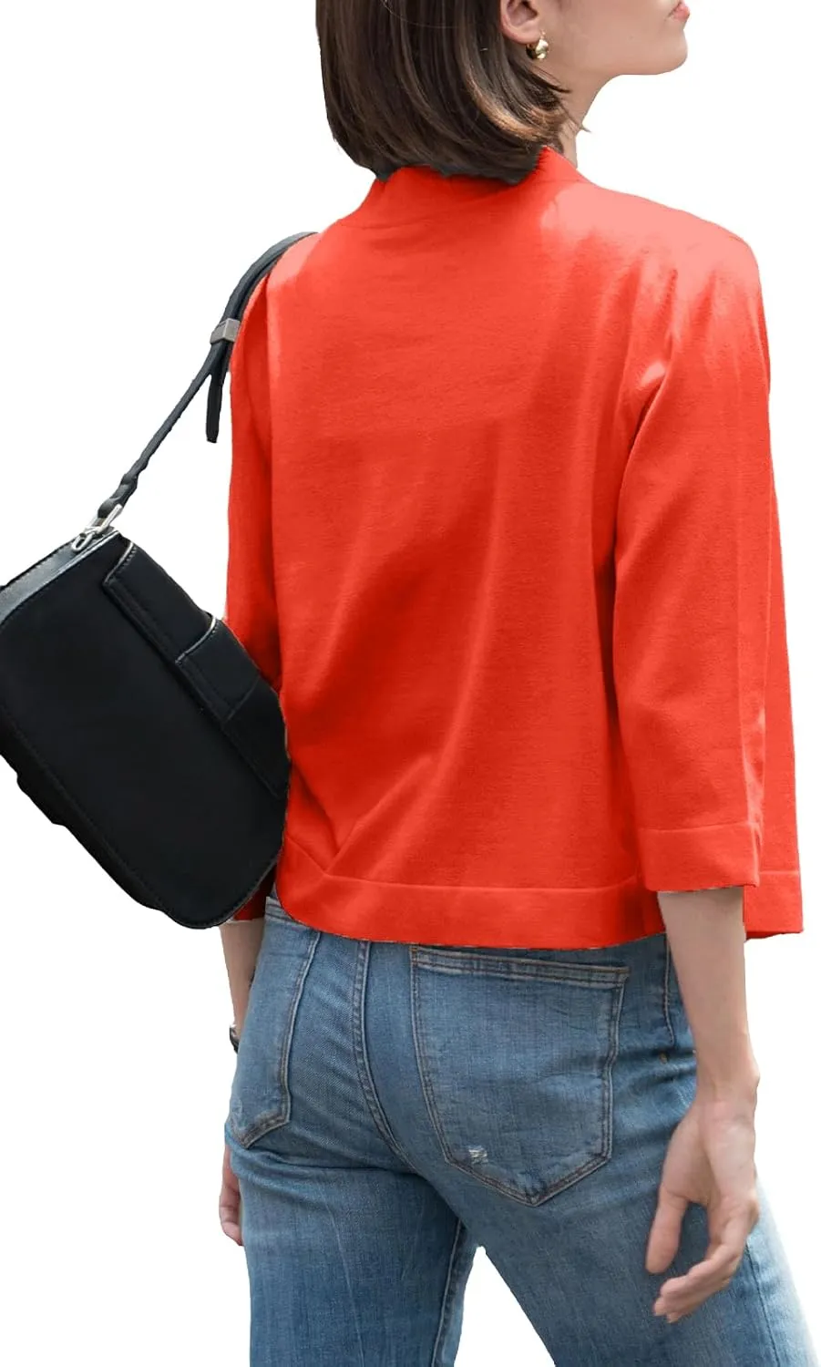 Women's 3/4 Sleeve Shrugs Sweaters Casual Lightweight Open Front Knitted Cardigans