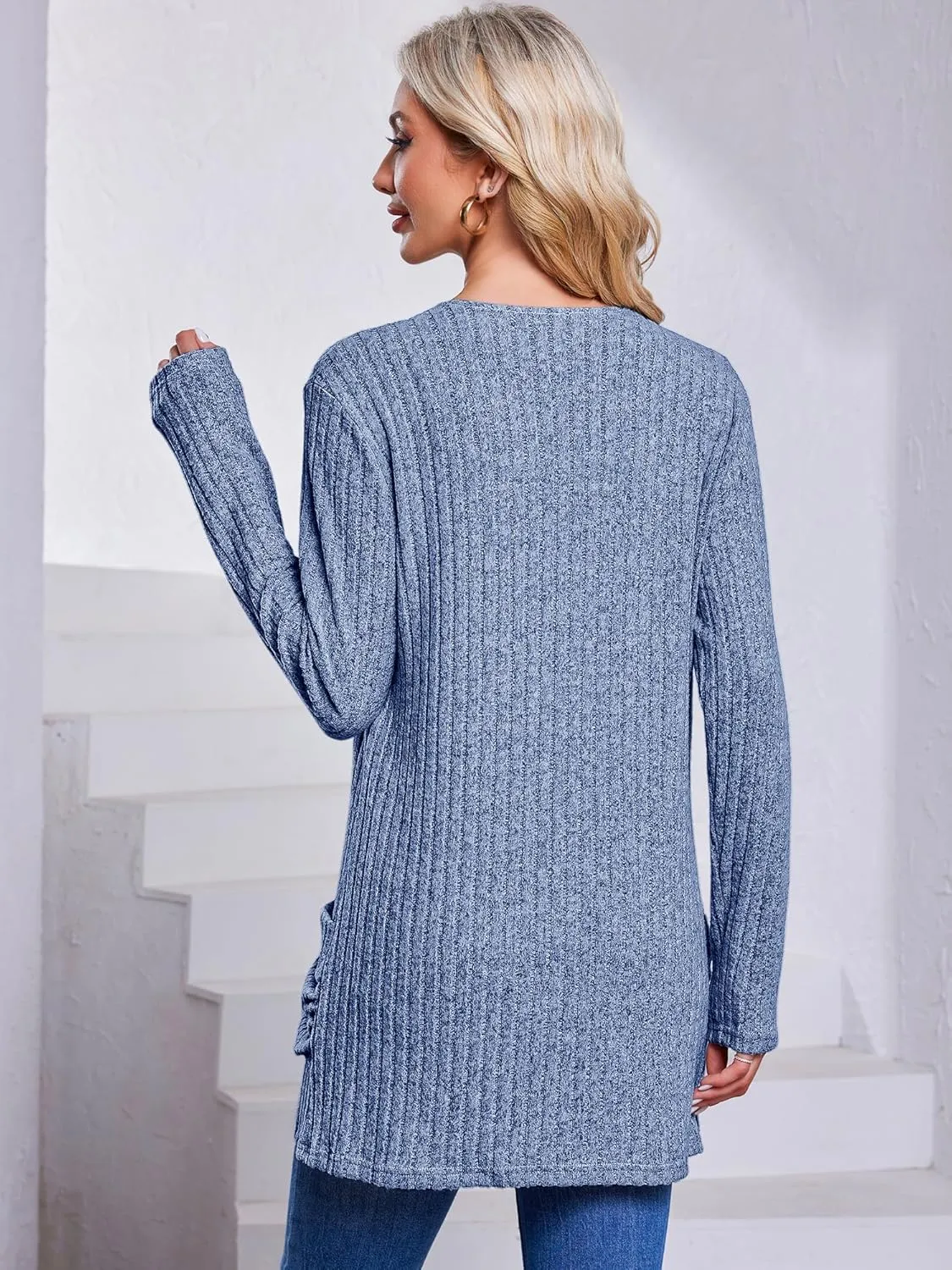 Women's Cardigan Coats Knitted Long Sleeve Sweaters Loose Fit Casual Cardigans with Pockets Fall 2024