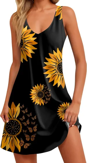 Women's Casual Dresses, Short Sleeve Tie V Neck Ruffled Midi Flowy Dress Women's V Neck Short Sleeve Summer Maxi Dress