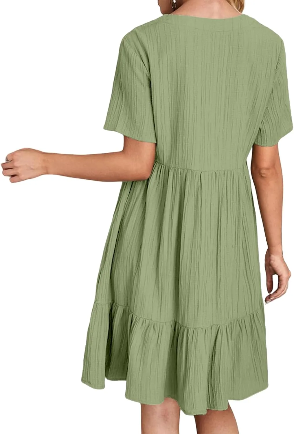 Womens Casual Summer Dresses Flowy Sleeveless Midi Dress Beach Vacation Sundress Ruffle Swing Dress V Neck Comfy