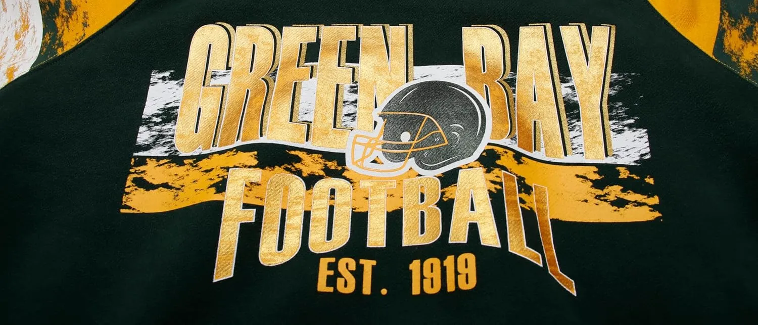 Womens City Classic Football Fans V Neck Soft & Warm Sweatshirt Hoodie Pollover - Green & Yellow