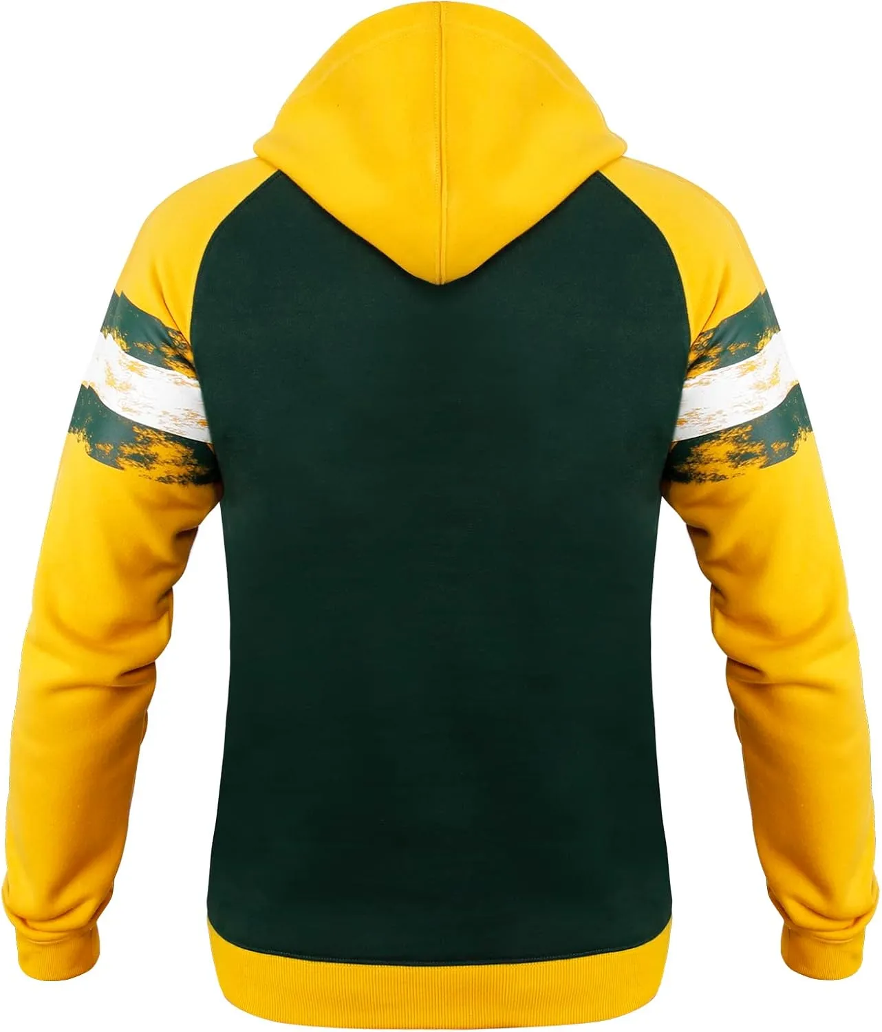 Womens City Classic Football Fans V Neck Soft & Warm Sweatshirt Hoodie Pollover - Green & Yellow
