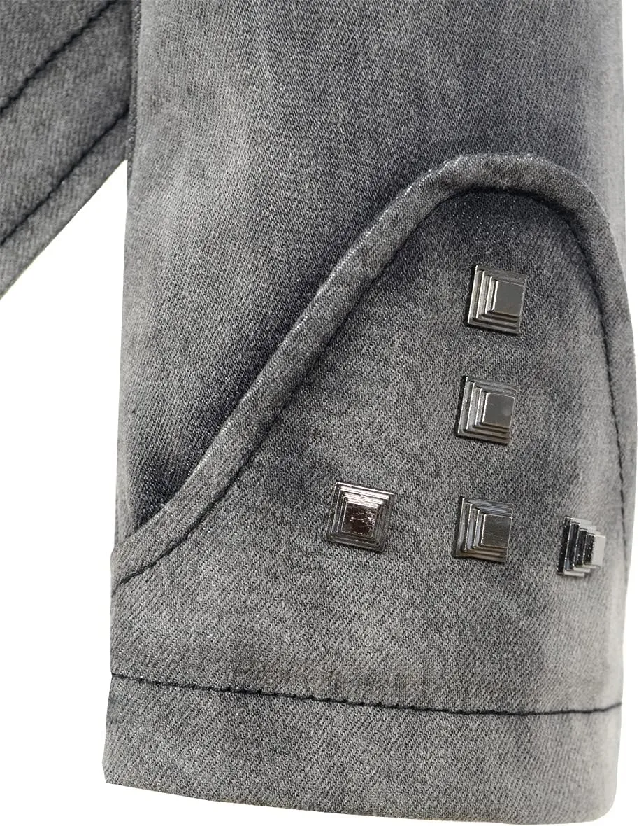 Women's classic denim jacket personalized rivet punk dovetail Motorcycle Jacket