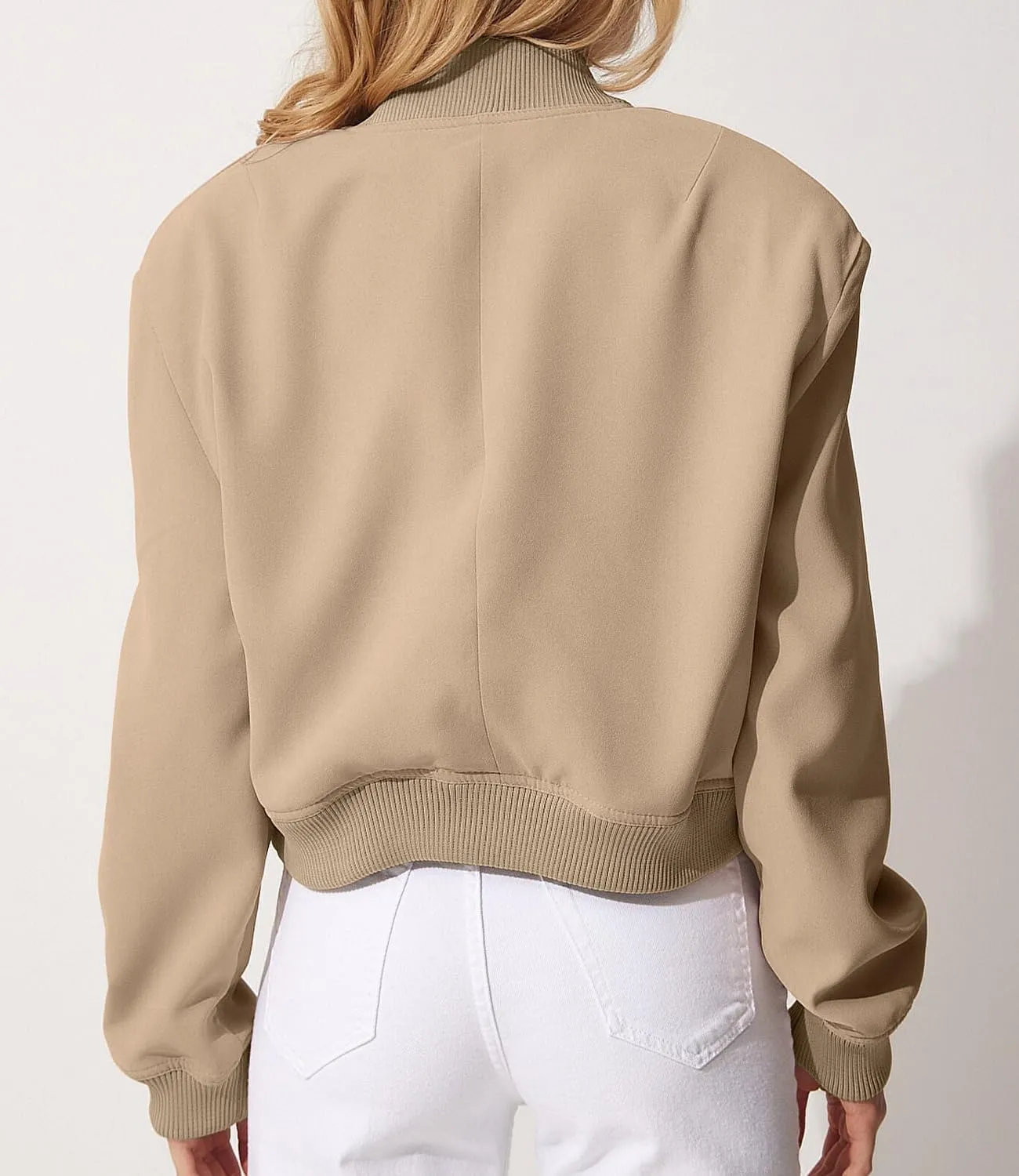 womens Cropped Bomber Jacket Button Down Varsity Jackets Shackets With Pockets