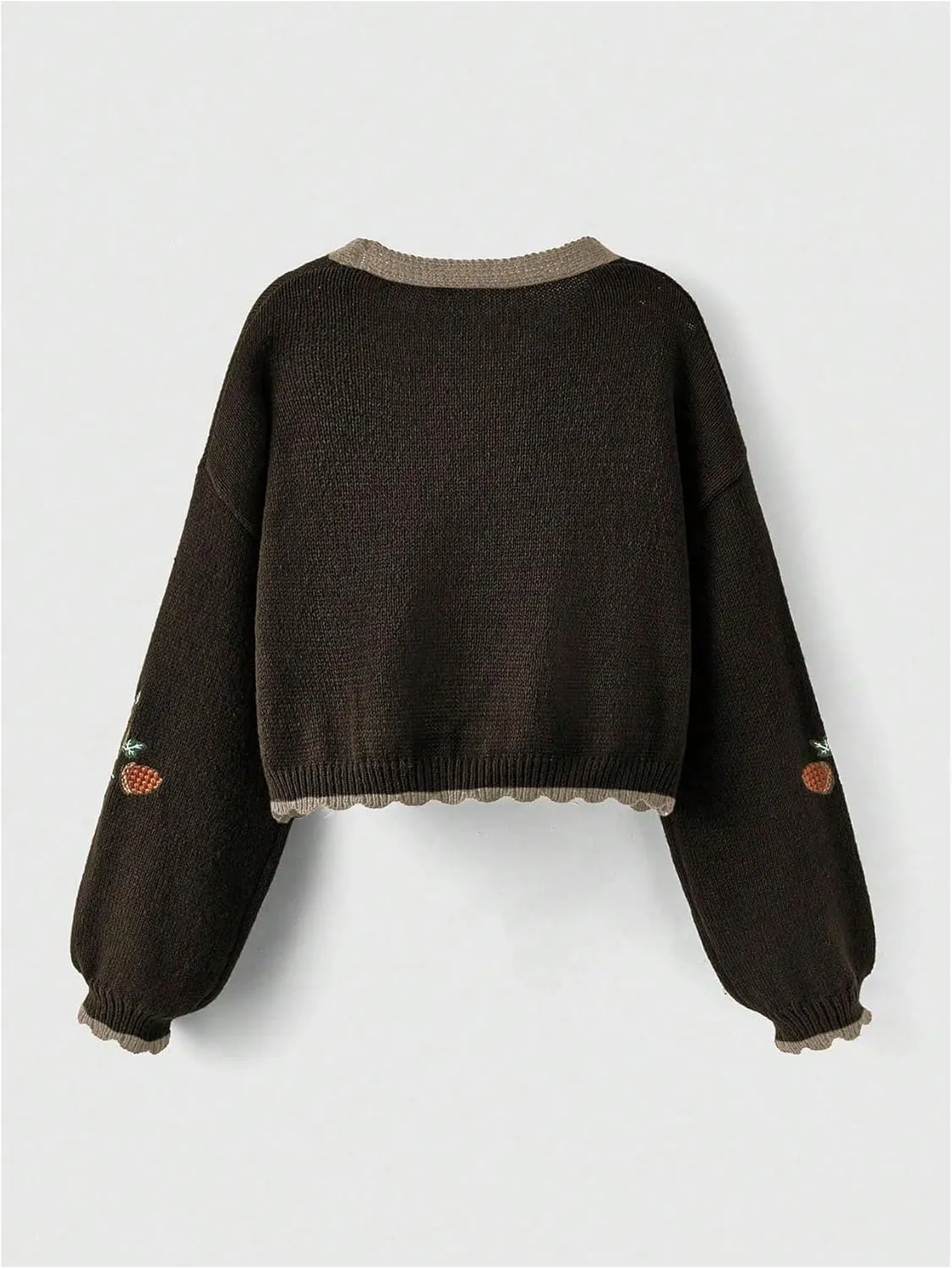 Women's Flower Embroidery Cardigans Sweaters Long Sleeve Button Down Knitted Loose Outwear