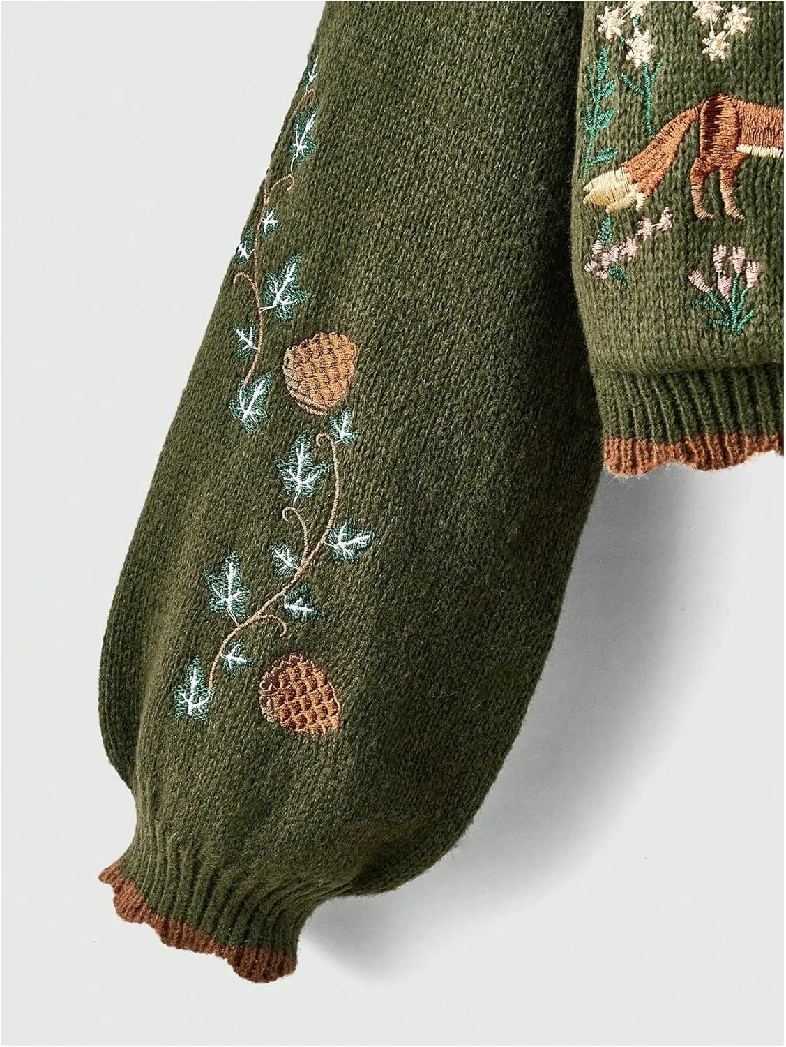 Women's Flower Embroidery Cardigans Sweaters Long Sleeve Button Down Knitted Loose Outwear