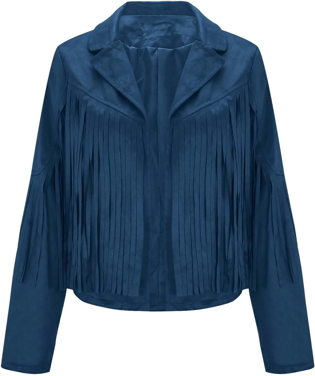 Women's Fringe Faux Suede Leather Jackets 2025 Fashion Tassel Motorcycle Cropped Coats Trendy Cardigan Outwear