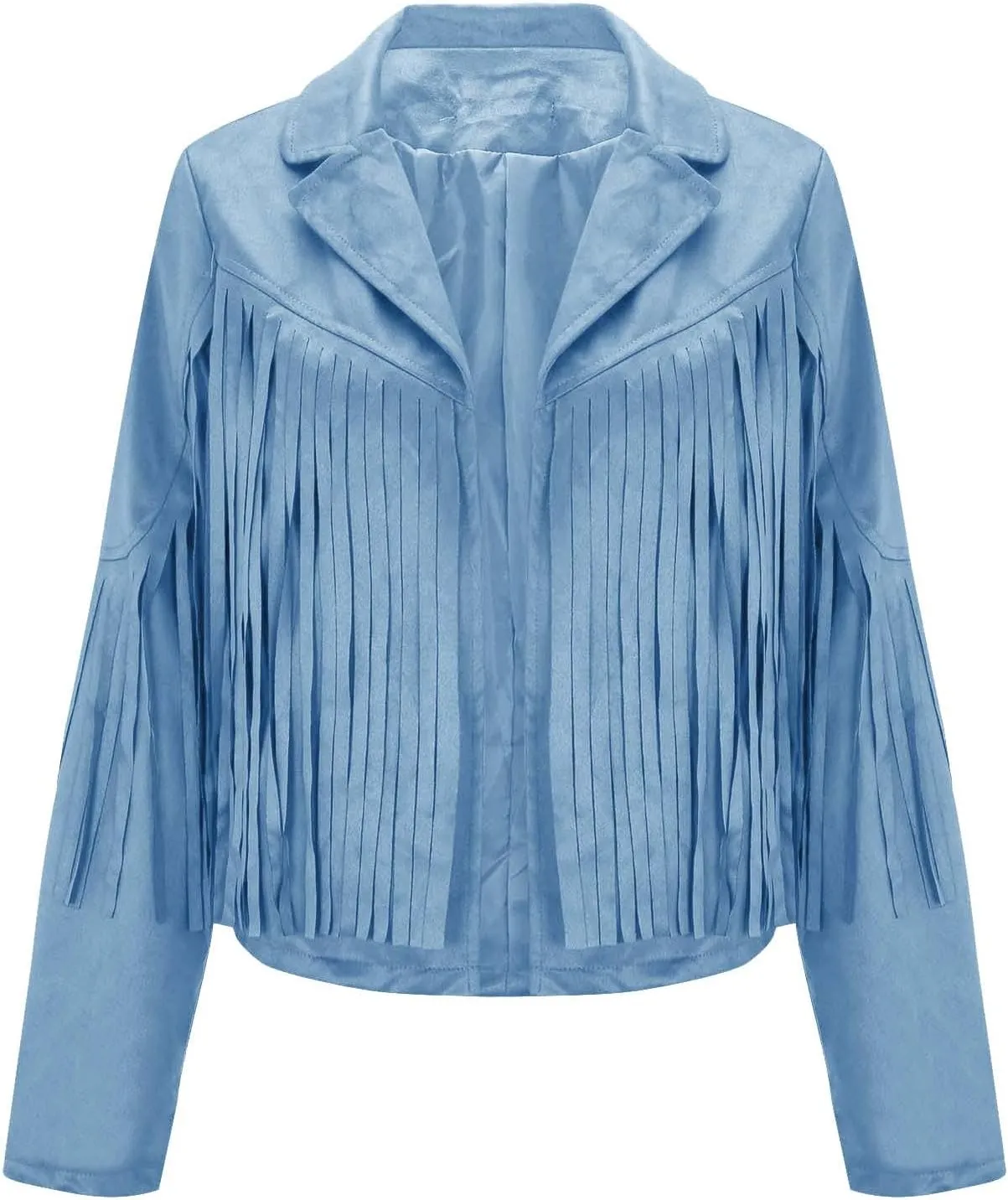Women's Fringe Faux Suede Leather Jackets 2025 Fashion Tassel Motorcycle Cropped Coats Trendy Cardigan Outwear
