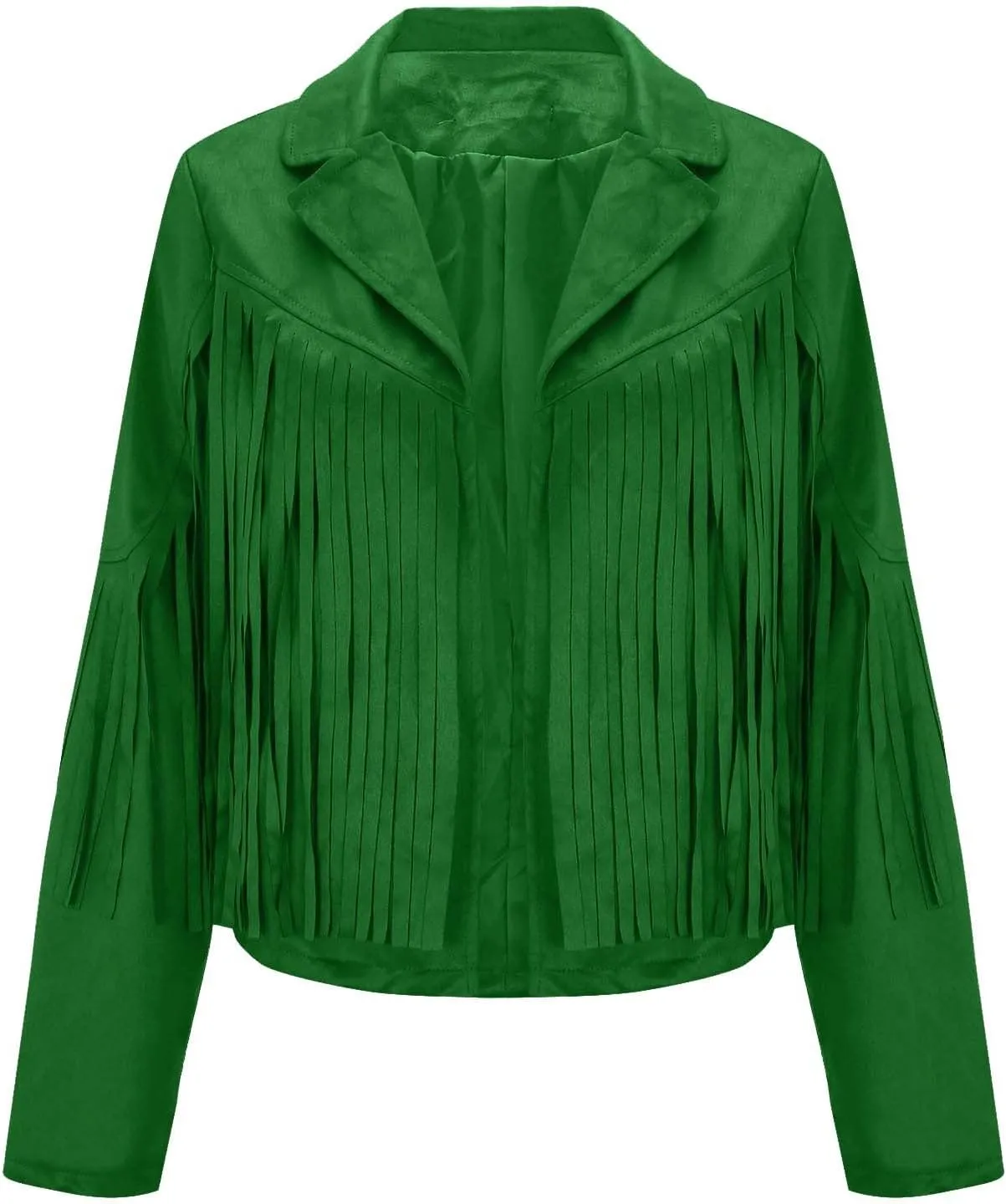 Women's Fringe Faux Suede Leather Jackets 2025 Fashion Tassel Motorcycle Cropped Coats Trendy Cardigan Outwear