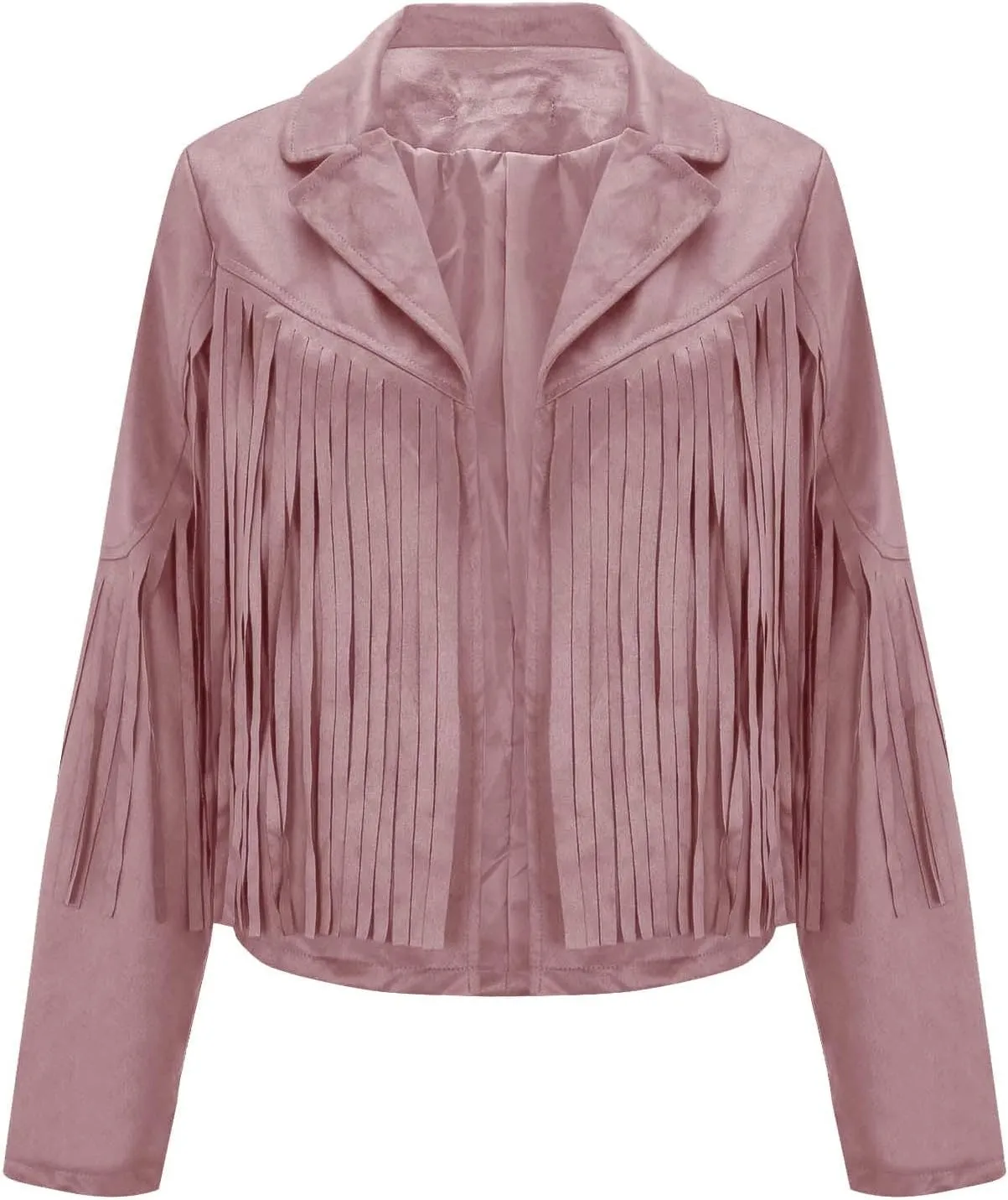 Women's Fringe Faux Suede Leather Jackets 2025 Fashion Tassel Motorcycle Cropped Coats Trendy Cardigan Outwear